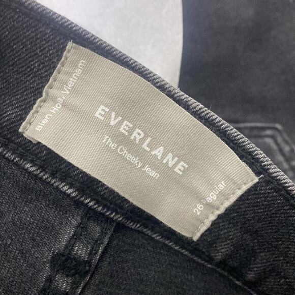 EVERLANE The Cheeky Jean Tumbled Black size 26x 28.5” - Picture 10 of 16